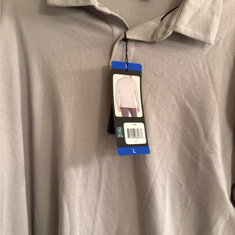 Banana Republic Gray Long Sleeve Polo Shirt. NWT. Quarter zip fleece adidas - Picture 4 of 11